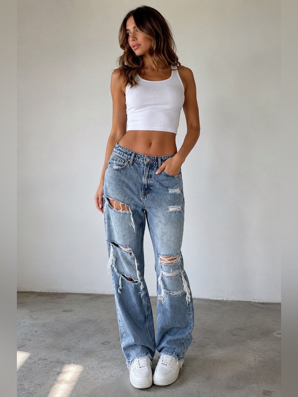 Altar’d State Distressed Mom Jeans Womens 26 High Rise Ripped Denim Blue